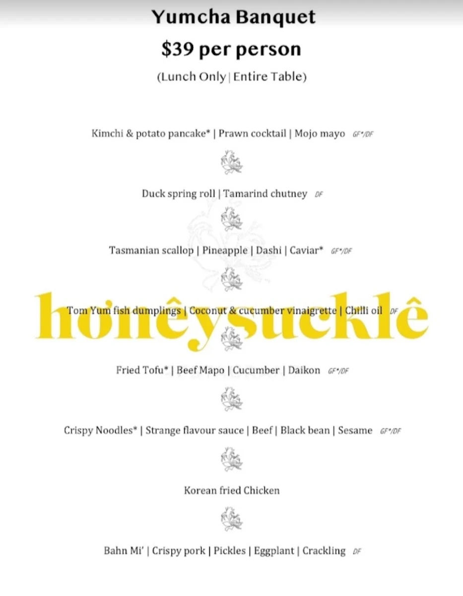 Menu, Honeysuckle Restaurant