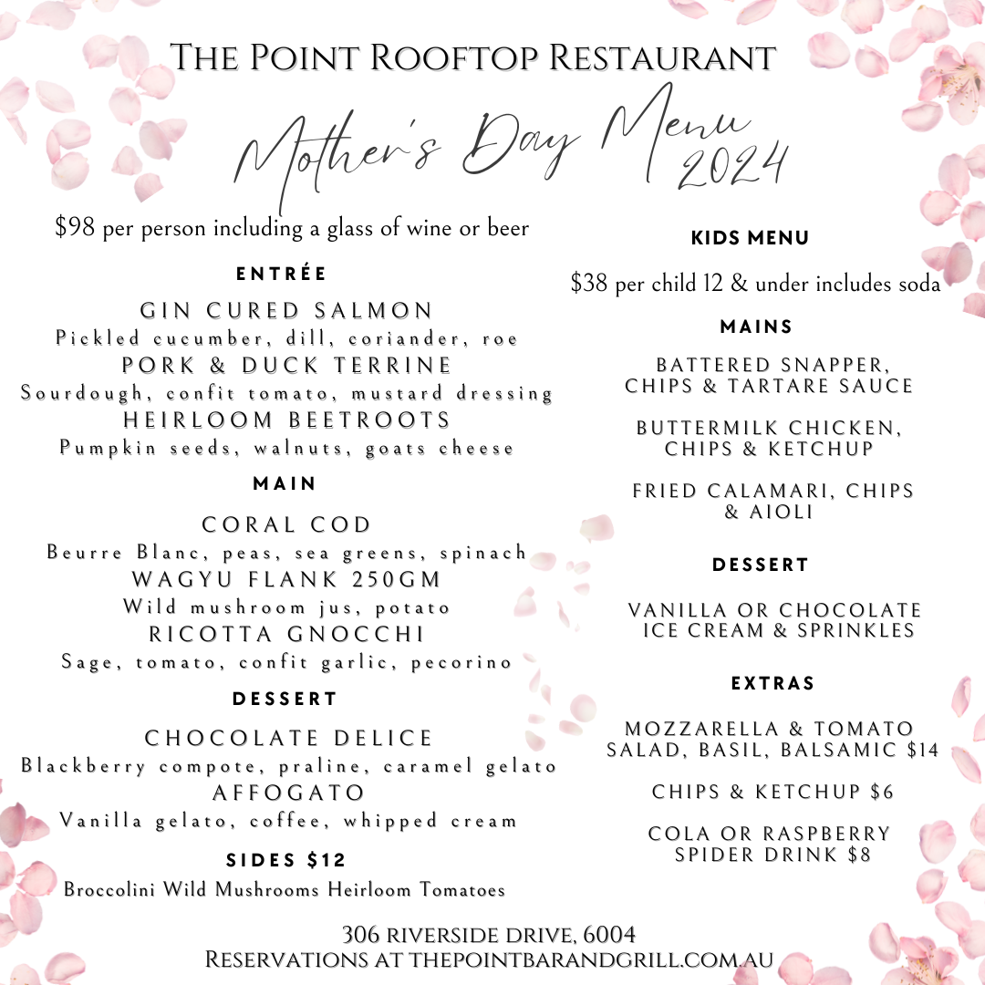 Menu, The Point Rooftop Bar & Restaurant