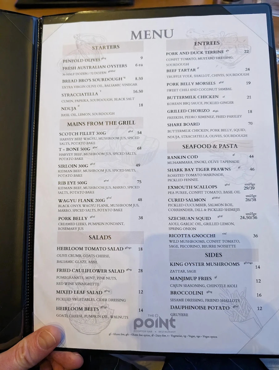 Menu, The Point Rooftop Bar & Restaurant