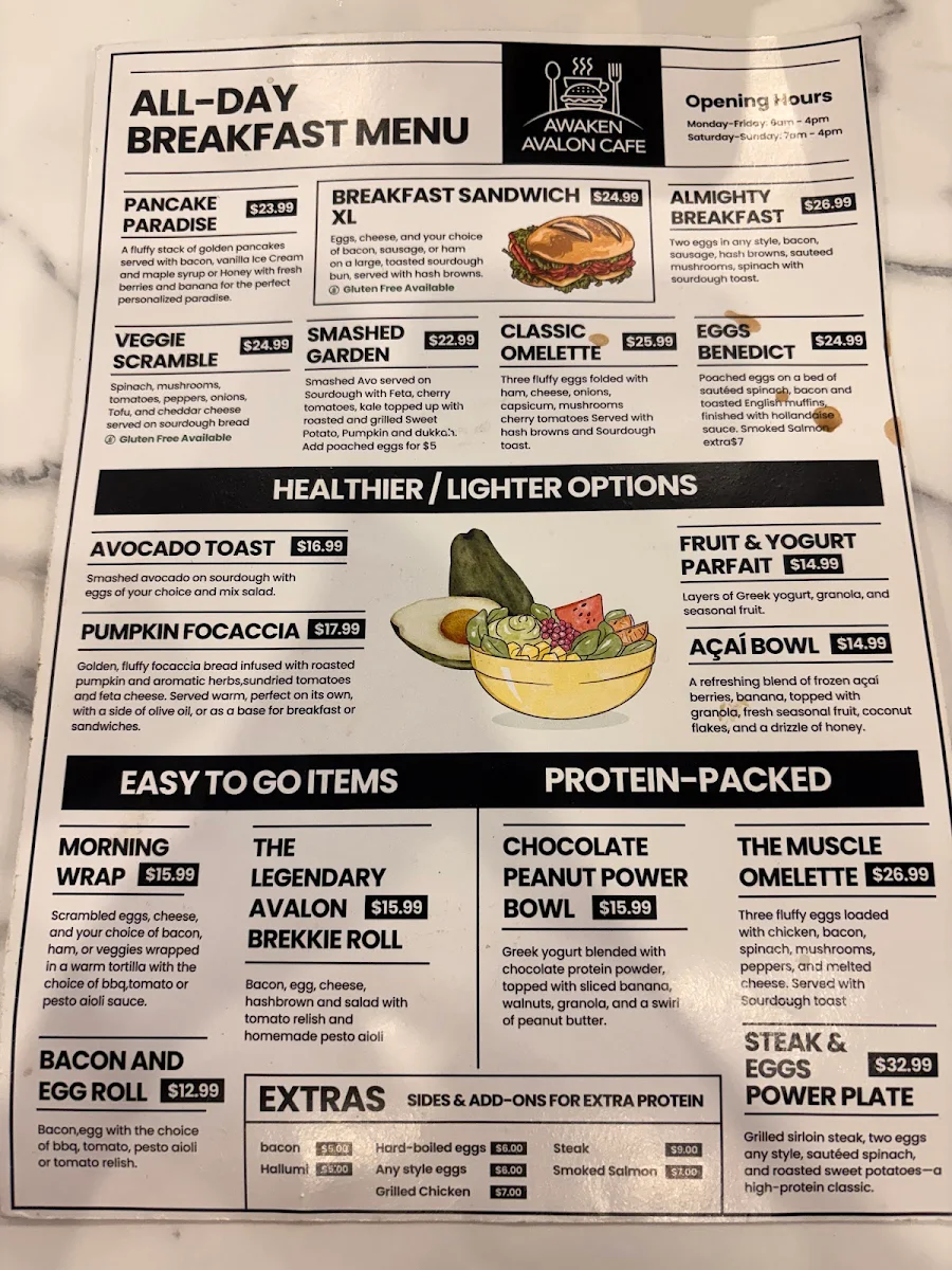 Menu, Awaken Avalon