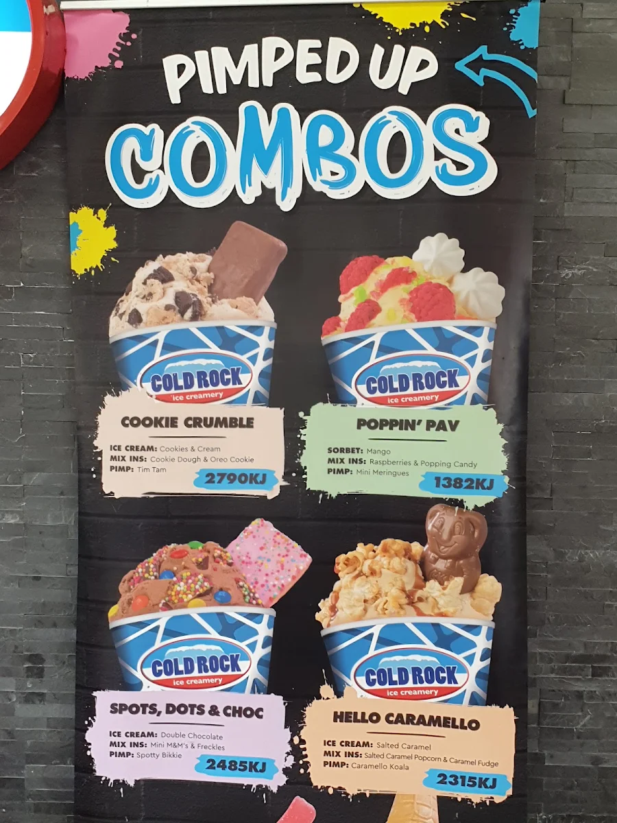 Menu, Cold Rock Ice Creamery Penrith