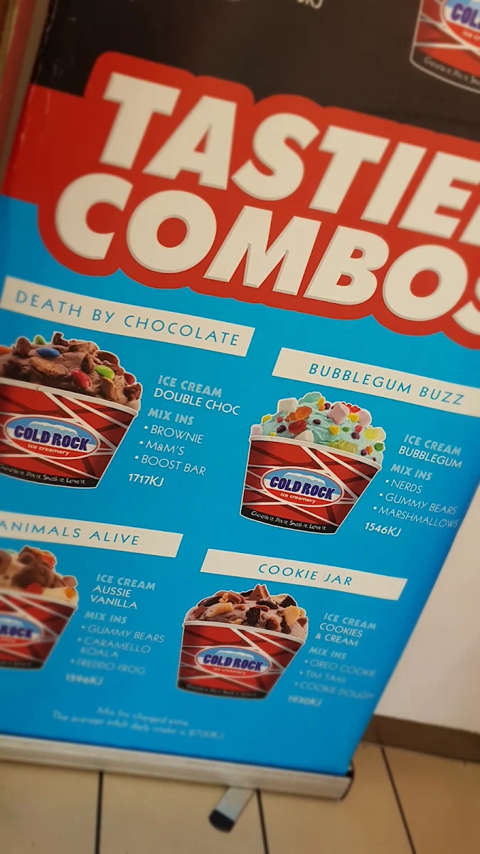 Menu, Cold Rock Ice Creamery Penrith