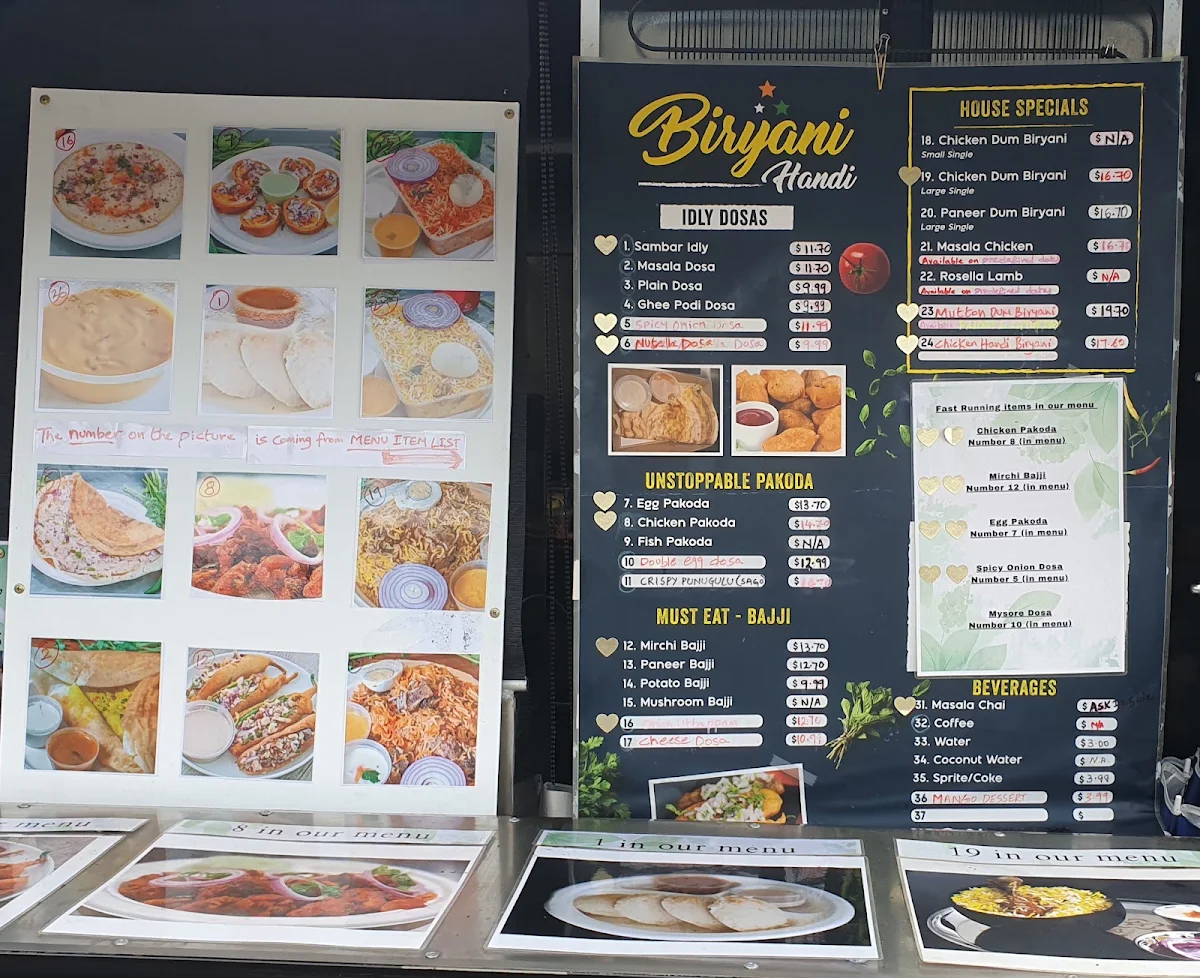 Menu, Biryani Handi
