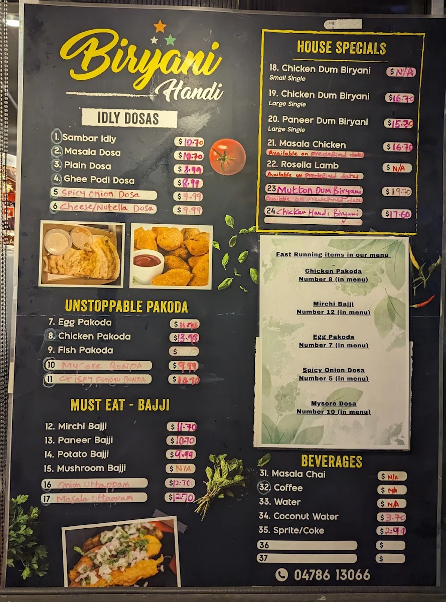 Menu, Biryani Handi