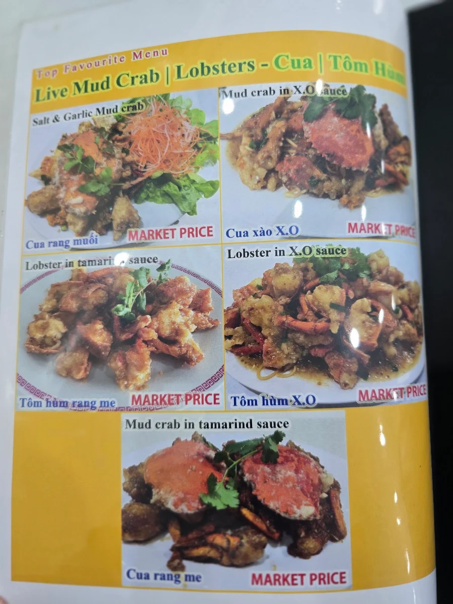 Menu, My Canh Restaurant