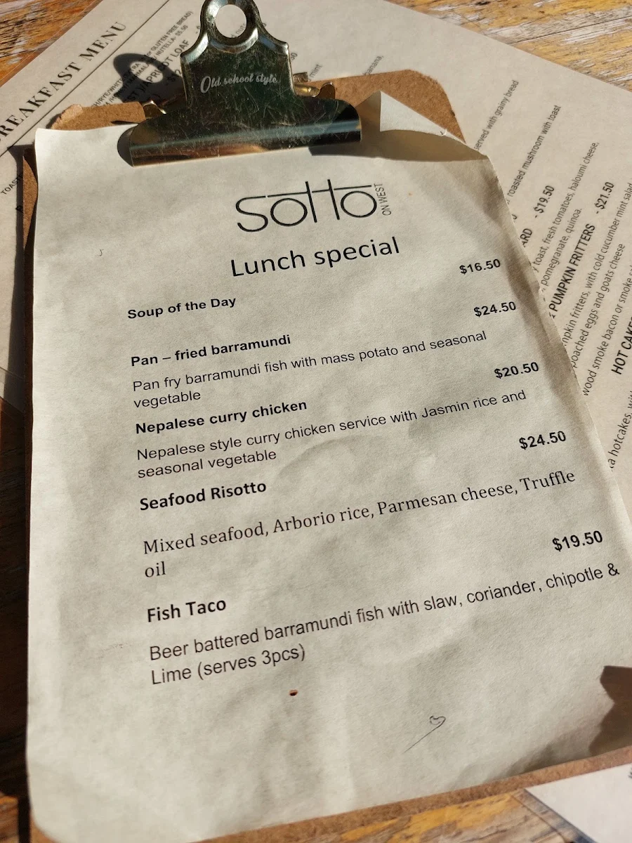 Menu, Sotto On West