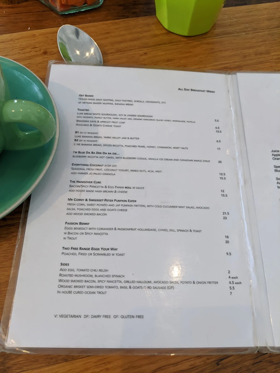 Menu, Sotto On West