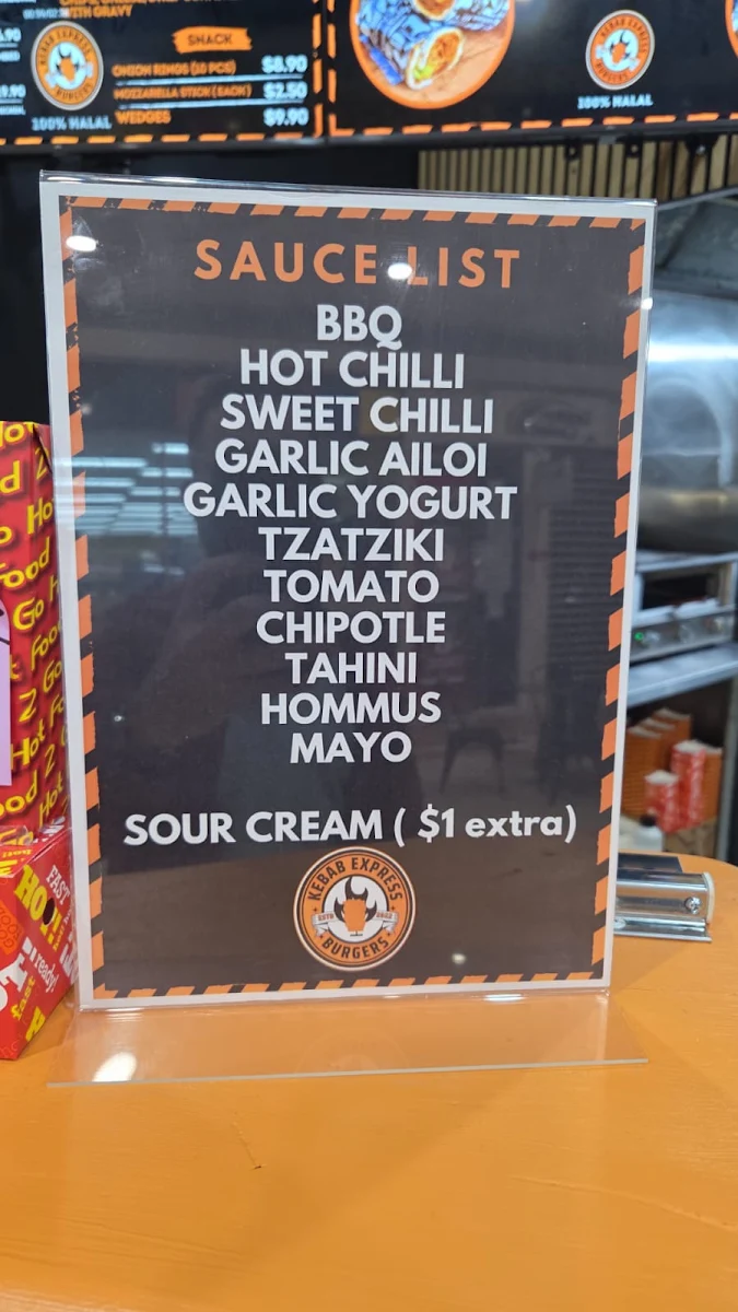 Menu, Kebab Express Hermit Park