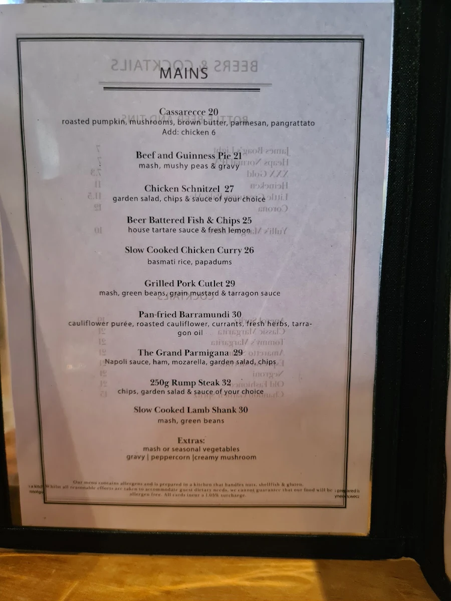 Menu, The Grand Hotel