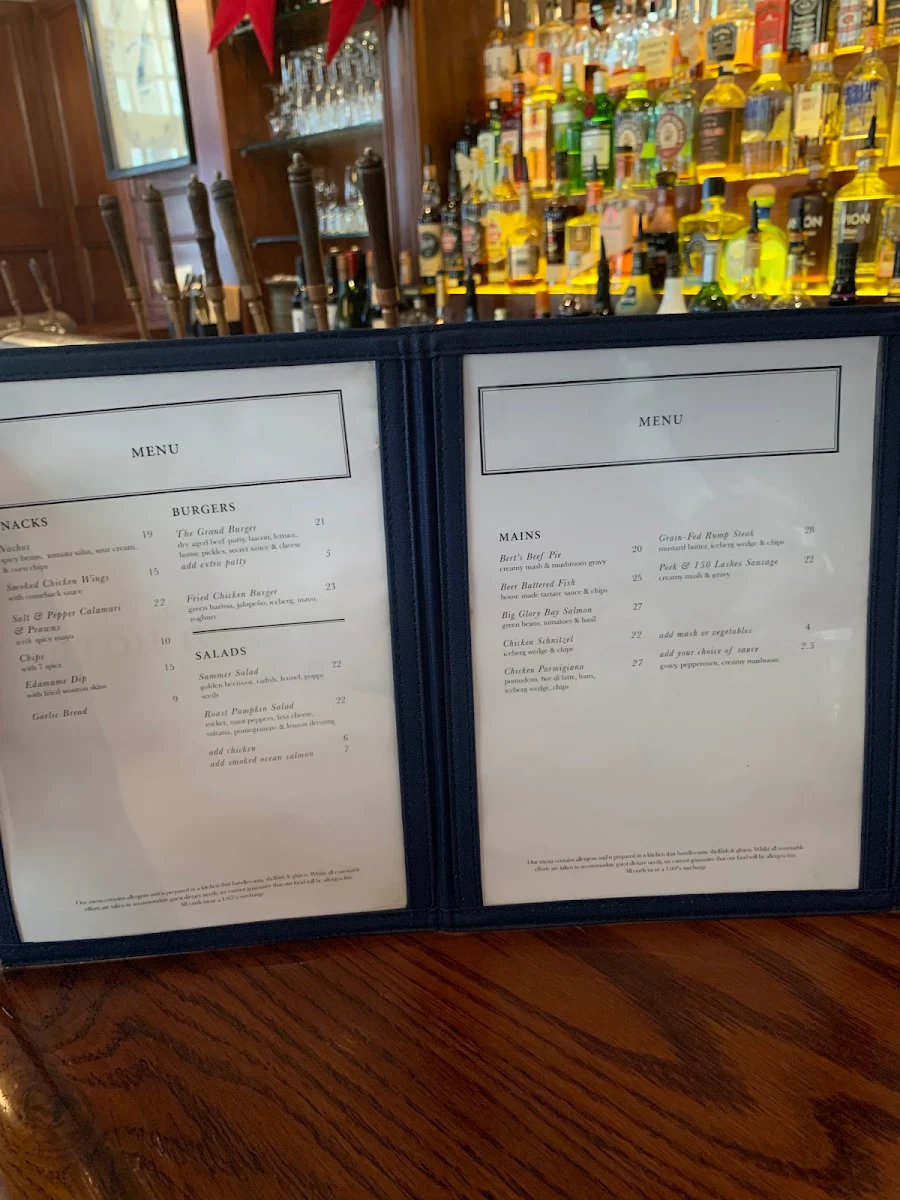 Menu, The Grand Hotel