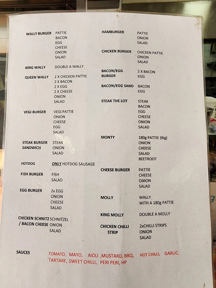 Menu, Walliston Continental Deli
