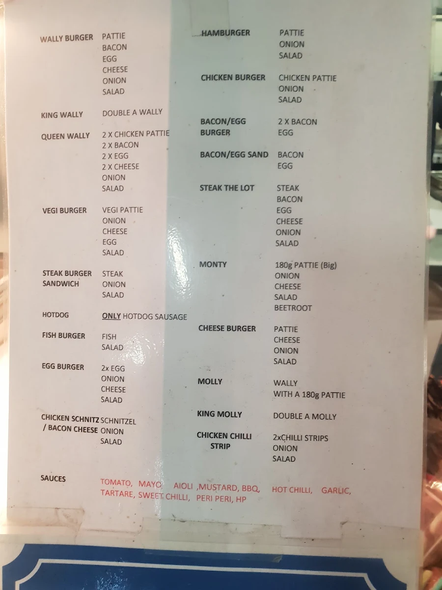 Menu, Walliston Continental Deli