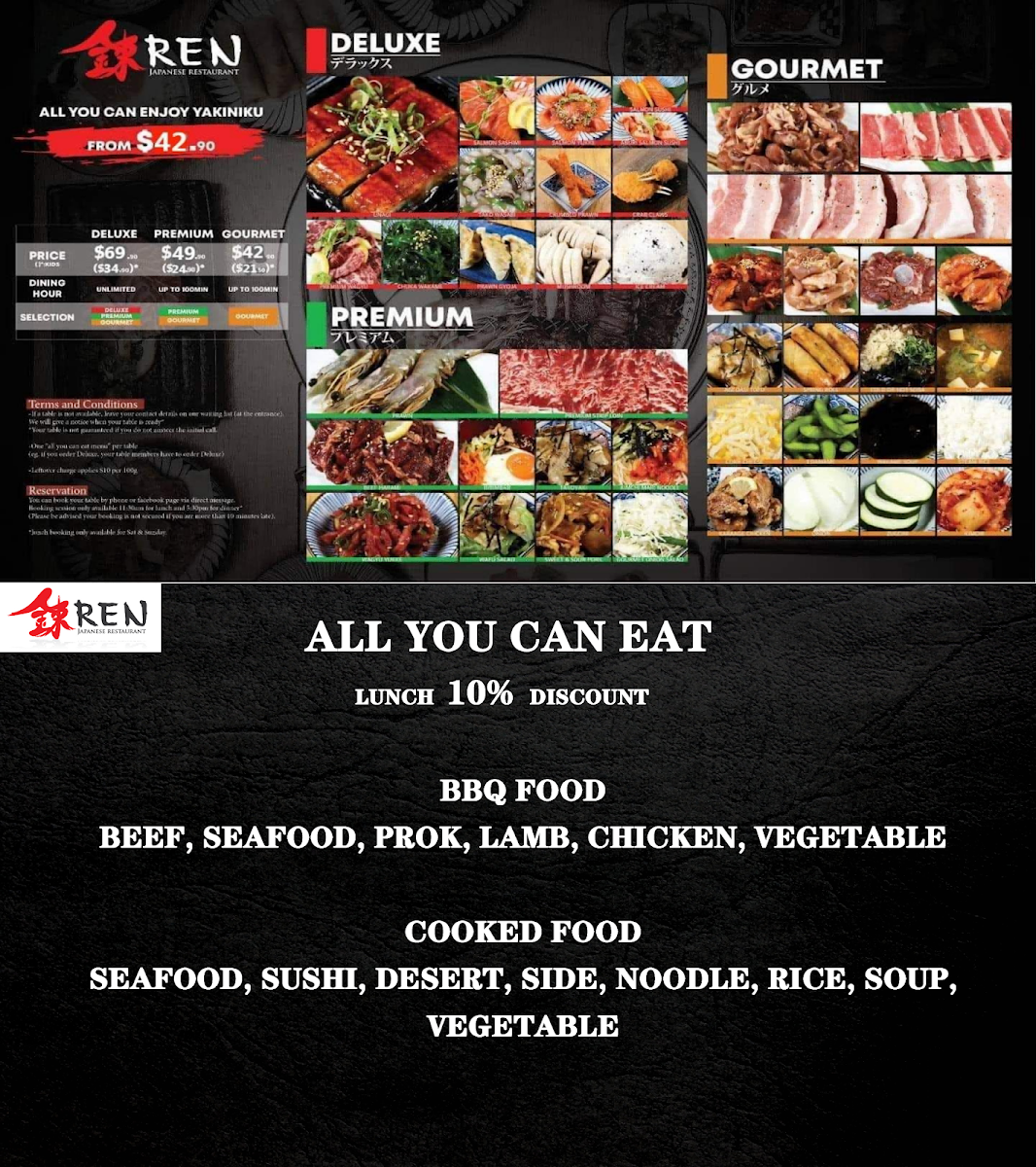 Menu, Ren Yakiniku Japanese Charcoal BBQ