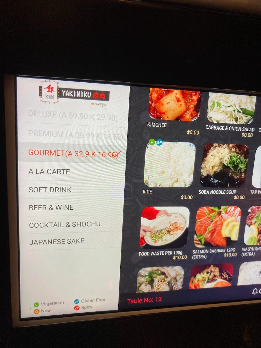 Menu, Ren Yakiniku Japanese Charcoal BBQ