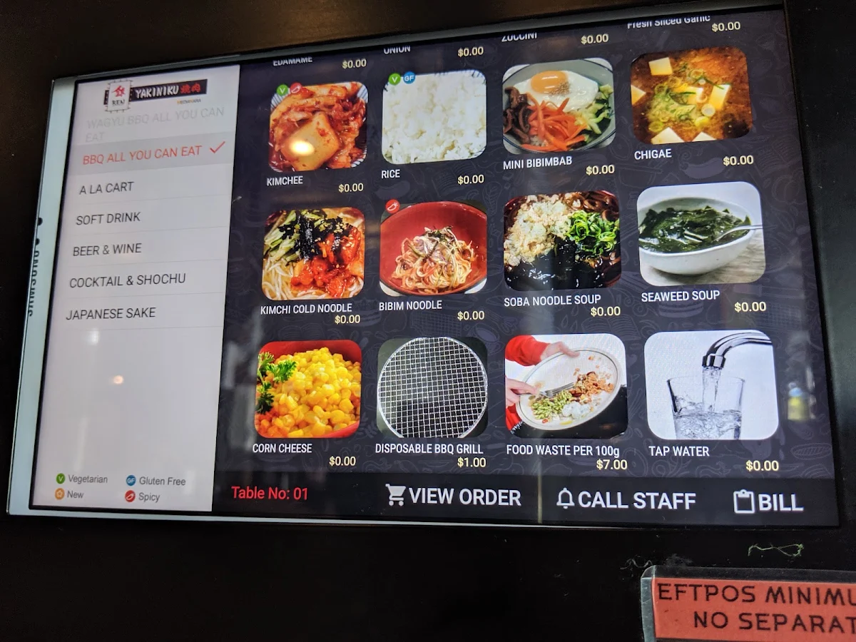 Menu, Ren Yakiniku Japanese Charcoal BBQ