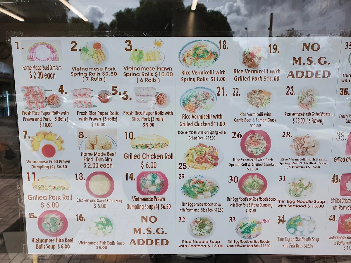 Menu, Watton Vietnamese Takeaway