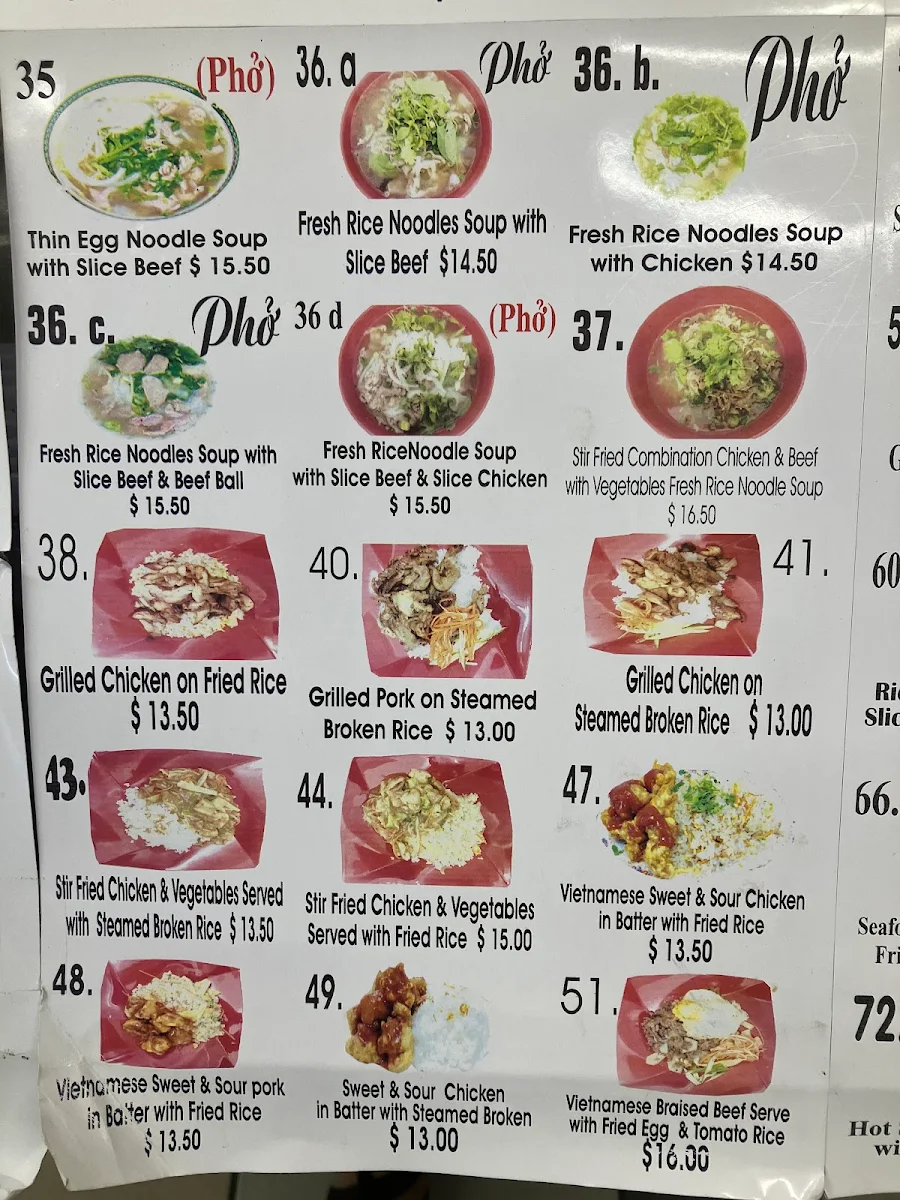 Menu, Watton Vietnamese Takeaway