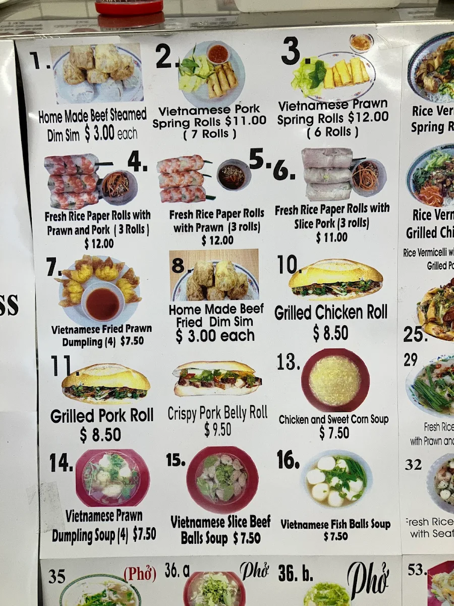 Menu, Watton Vietnamese Takeaway