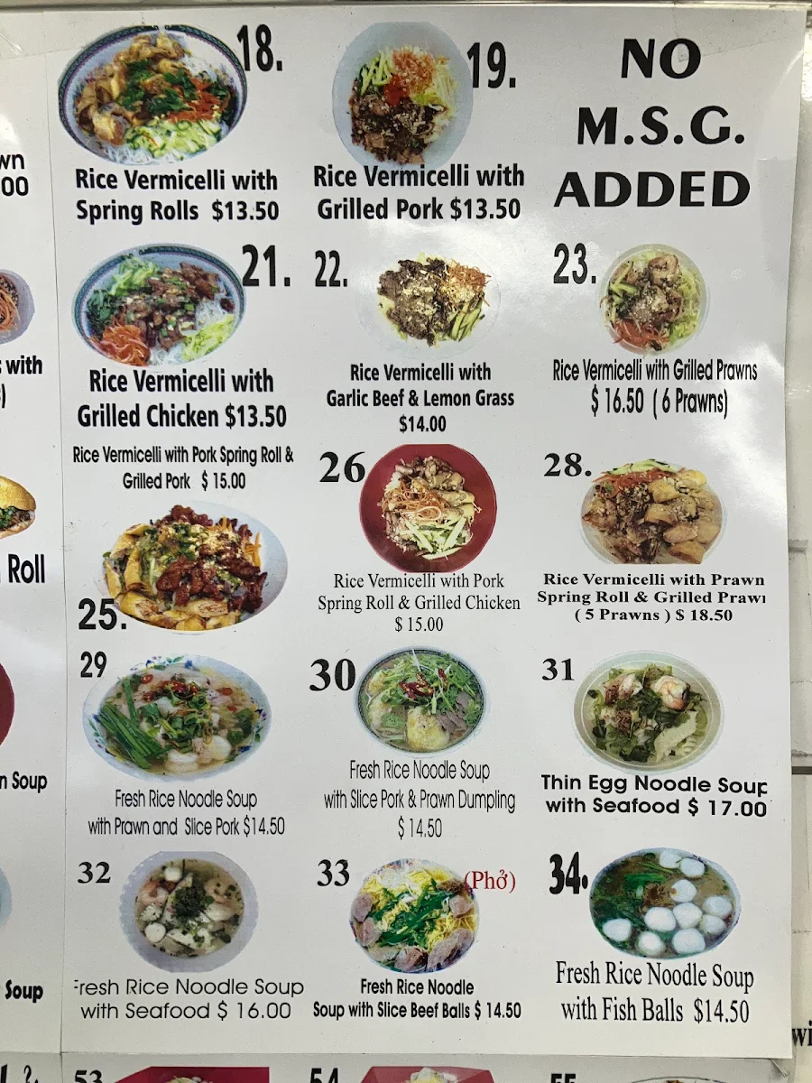 Menu, Watton Vietnamese Takeaway