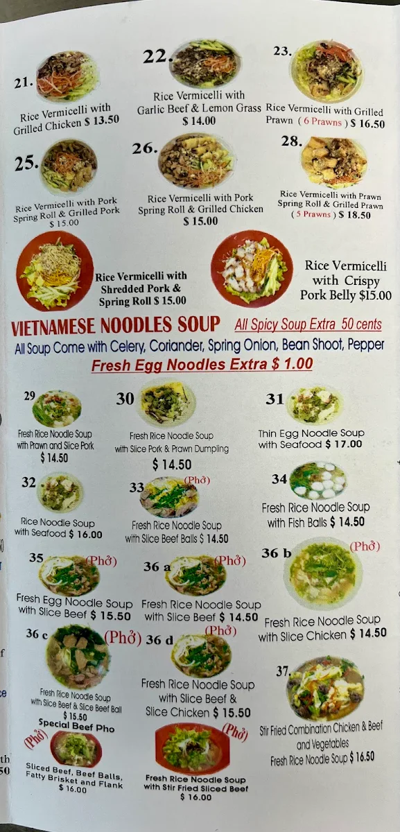 Menu, Watton Vietnamese Takeaway