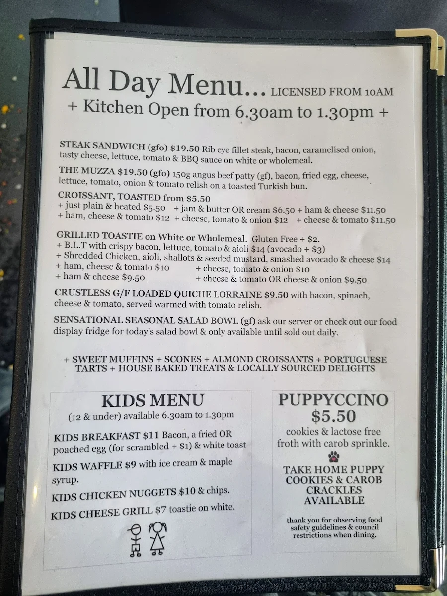 Menu, MURRAYS on sixth