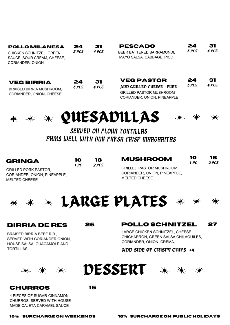 Menu, Craftsman's Corner Bar & Kitchen