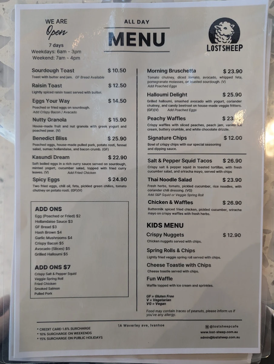 Menu, Lost Sheep