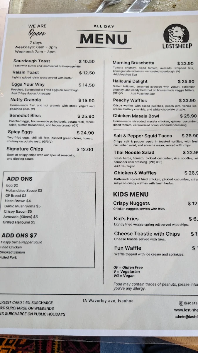 Menu, Lost Sheep