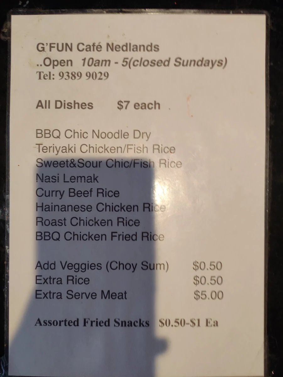 Menu, G'Fun
