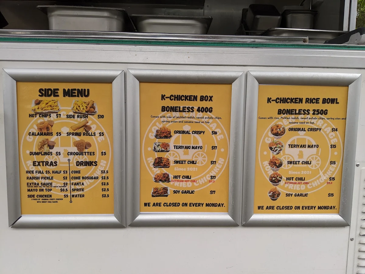 Menu, Golden Carriage Korean Fried Chicken