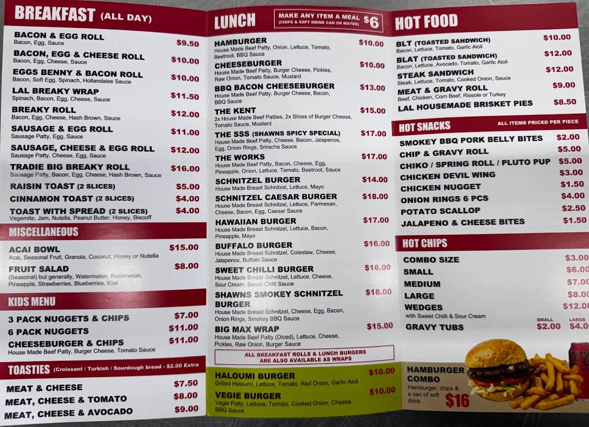 Menu, Luv A Latte TakeAway