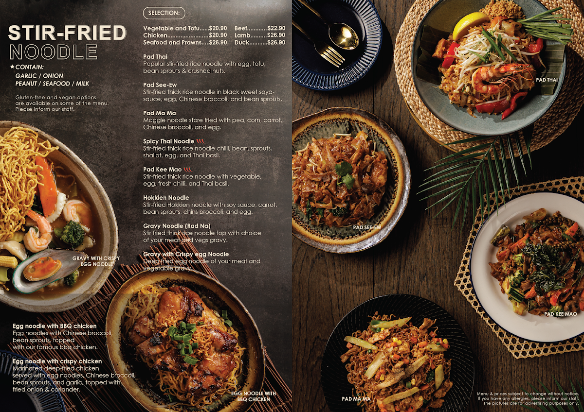 Menu, The Bangkok Tarneit