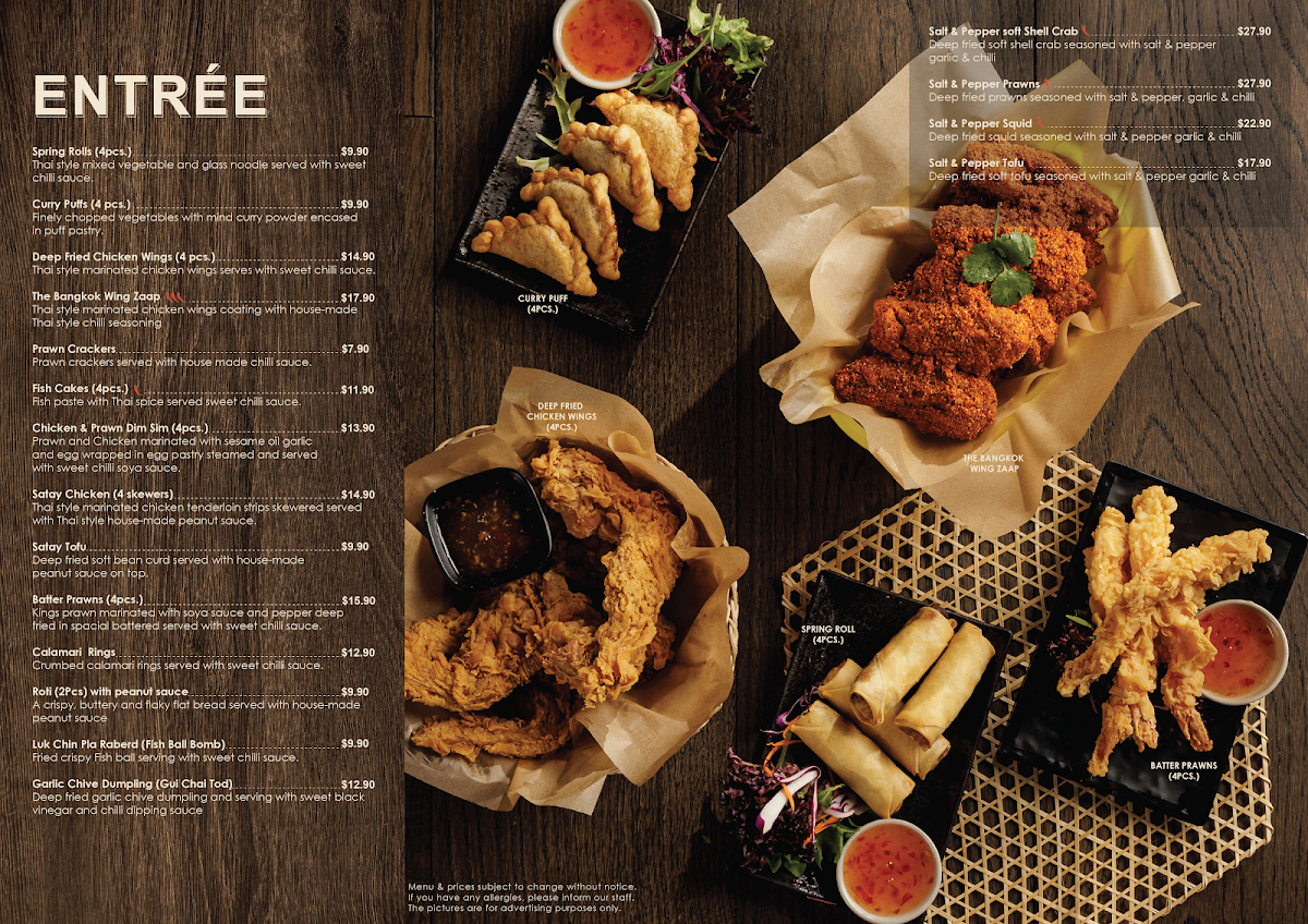 Menu, The Bangkok Tarneit