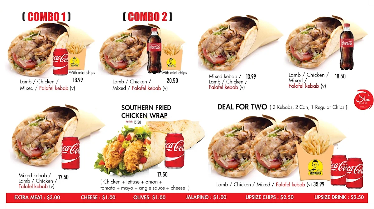 Menu, Angie's Kebabs & Burgers ( Ascot vale , Halal )