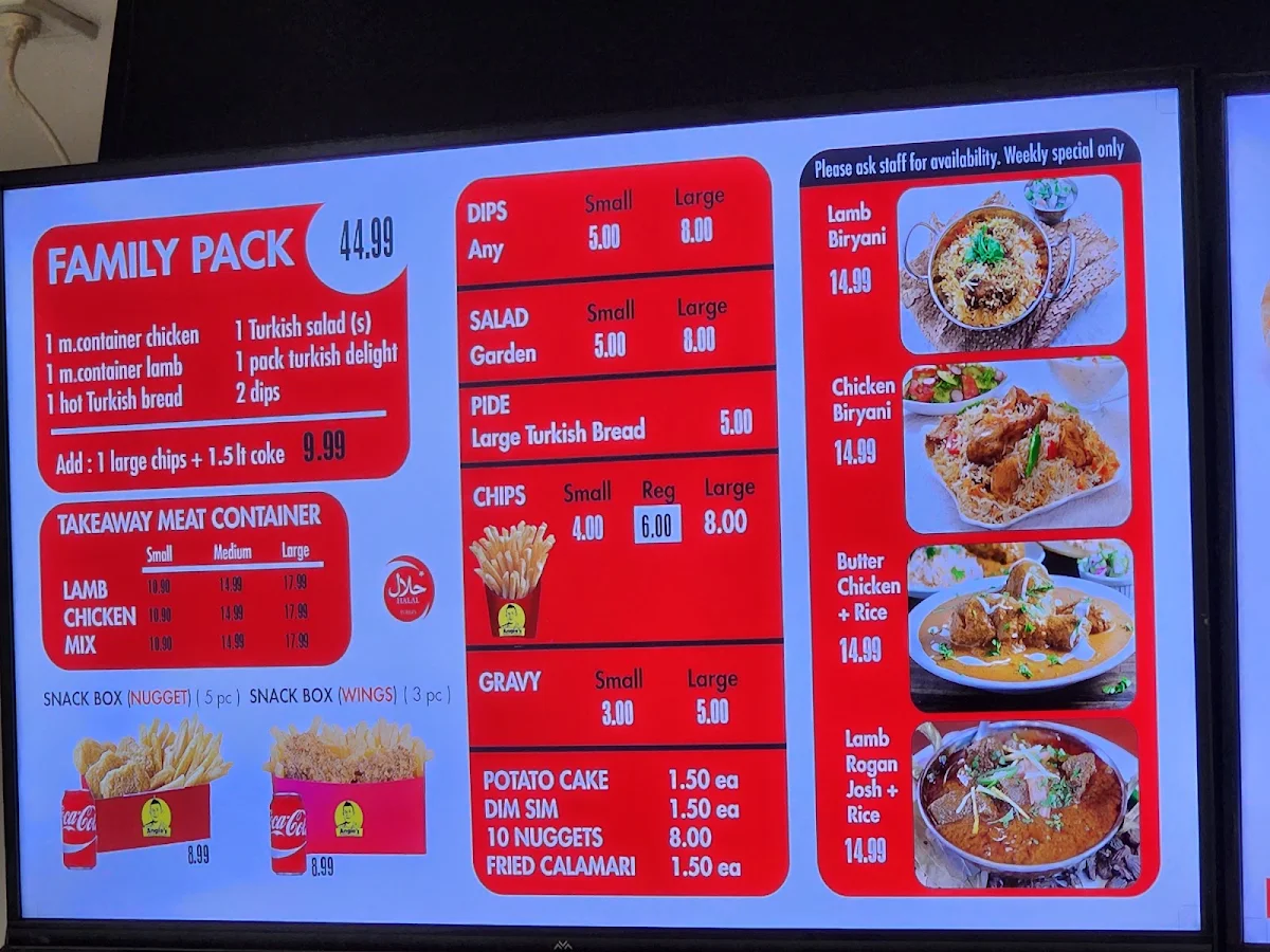 Menu, Angie's Kebabs & Burgers ( Ascot vale , Halal )