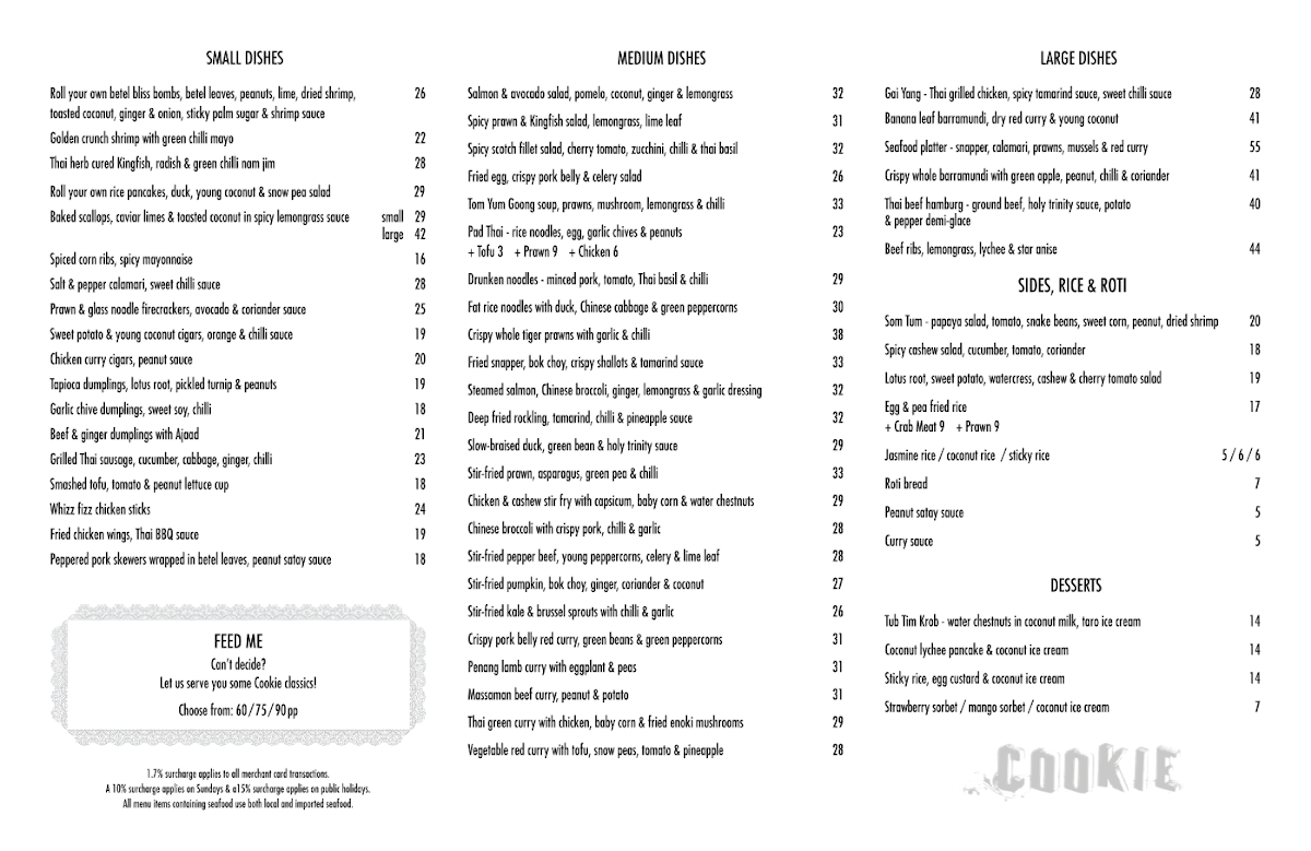Menu, Cookie