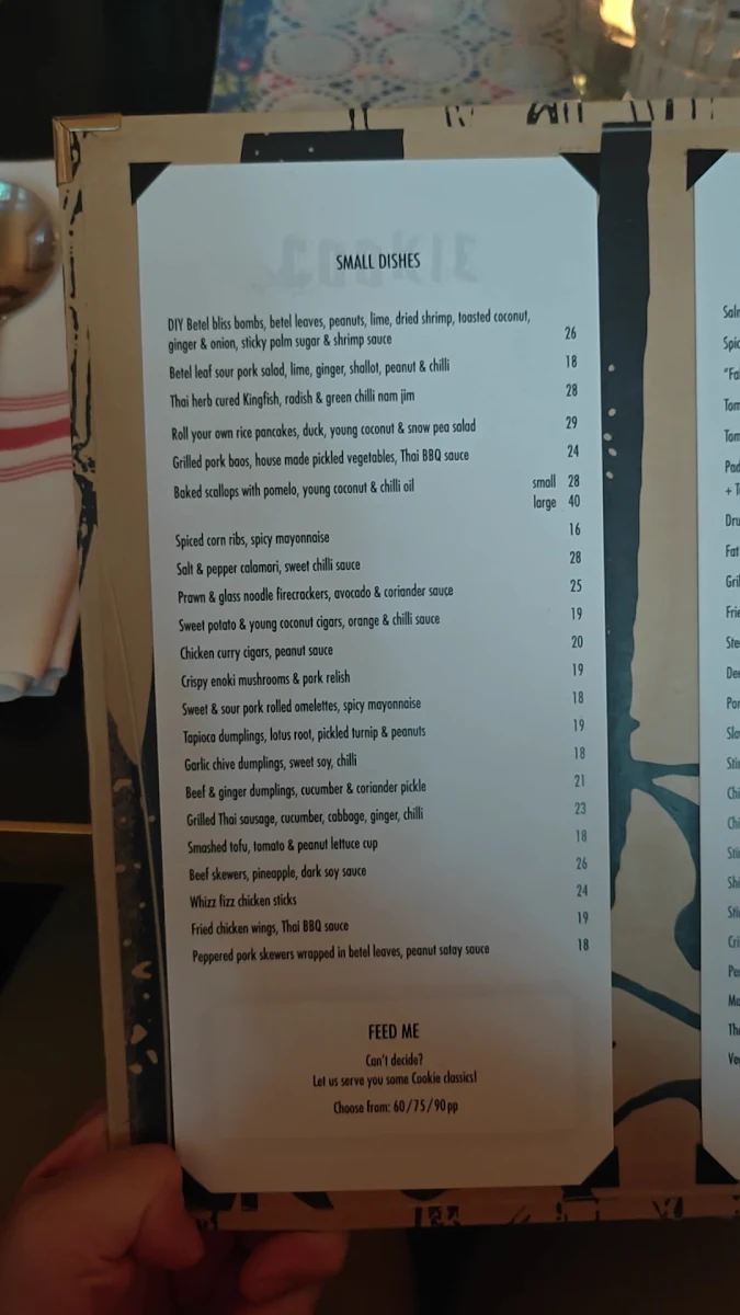 Menu, Cookie