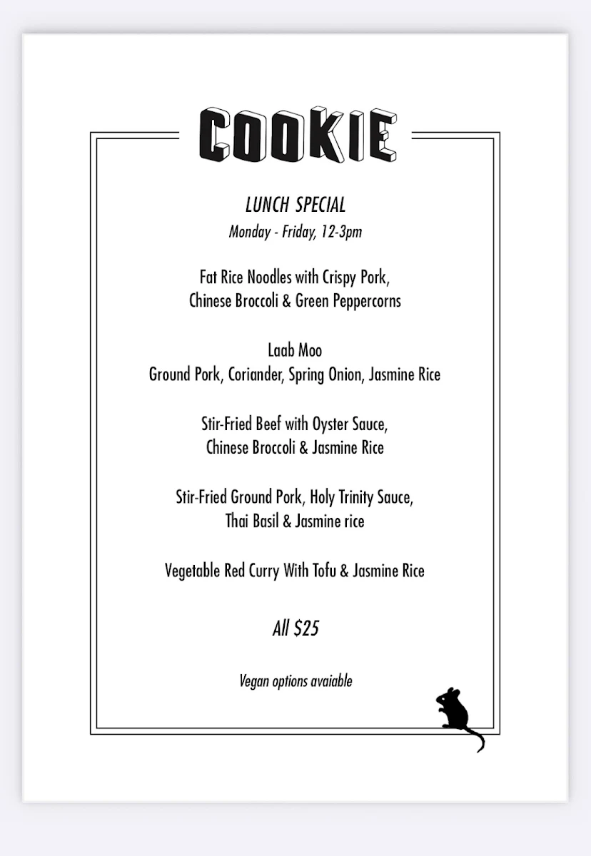 Menu, Cookie