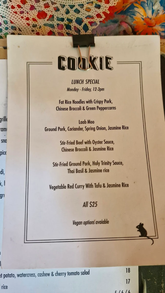Menu, Cookie