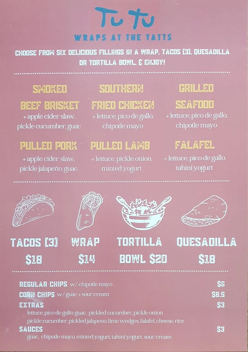 Menu, Tutu Wraps