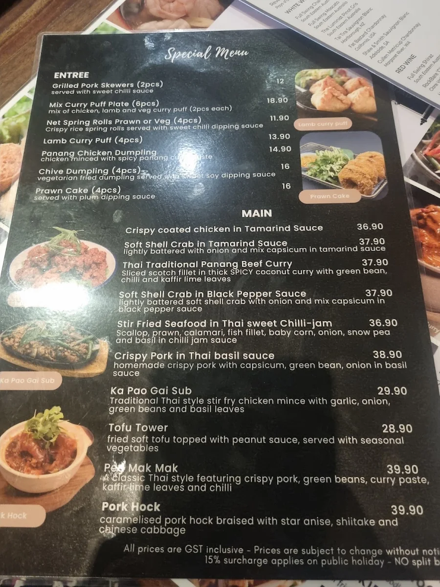 Menu, Khao San Road
