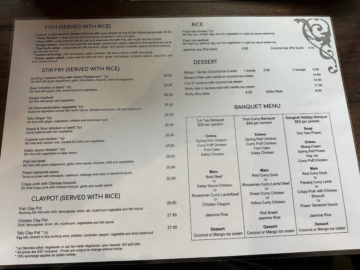 Menu, Khao San Road