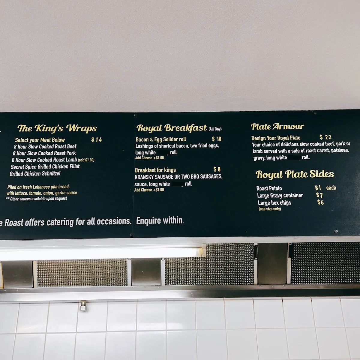 Menu, King of the Roast
