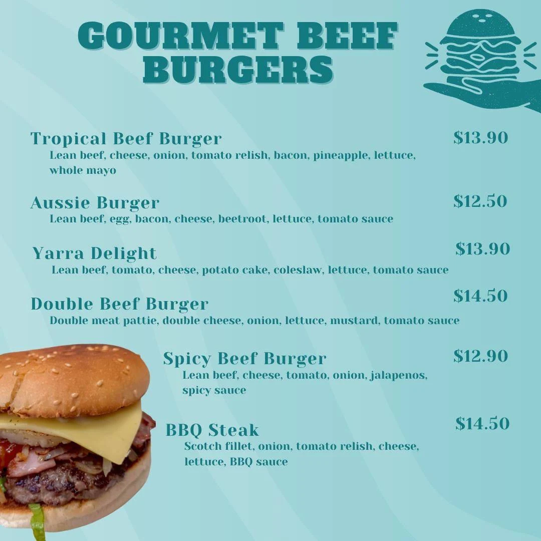 Menu, Yarra Avenue Seafood & Grill