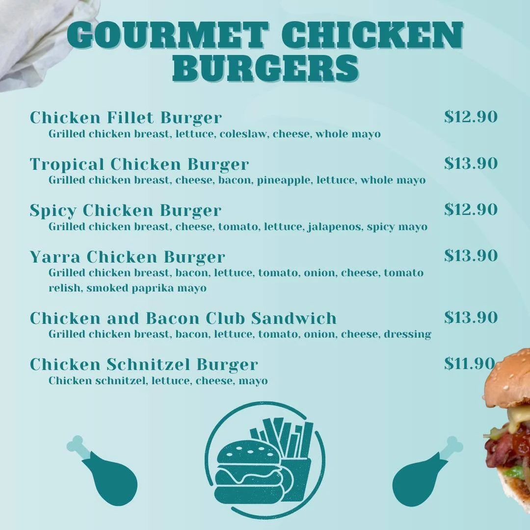 Menu, Yarra Avenue Seafood & Grill