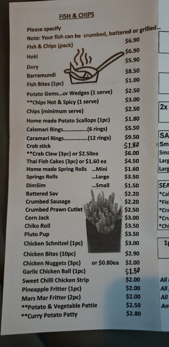 Menu, Hardys Road Takeaway