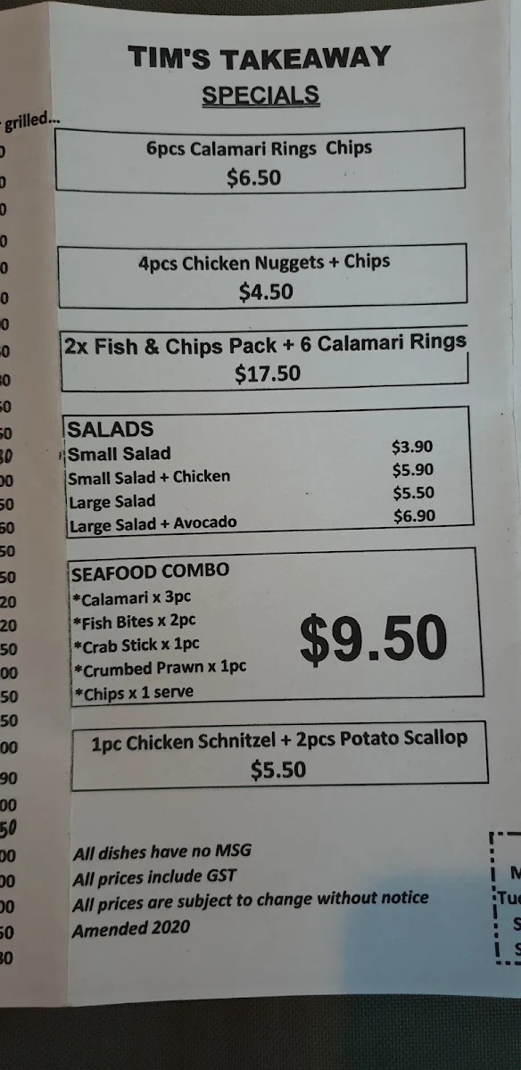 Menu, Hardys Road Takeaway
