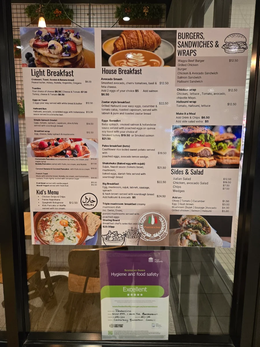 Menu, Pastaccino