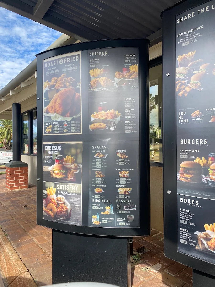 Menu, Red Rooster Joondanna