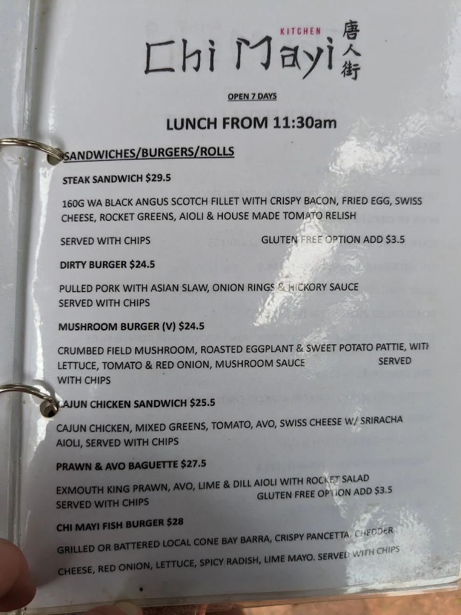 Menu, Chi Mayi Kitchen
